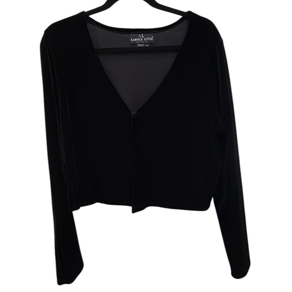 Vintage Carole Little Black Velvet Cropped Jacket Size 12 Evening Bolero